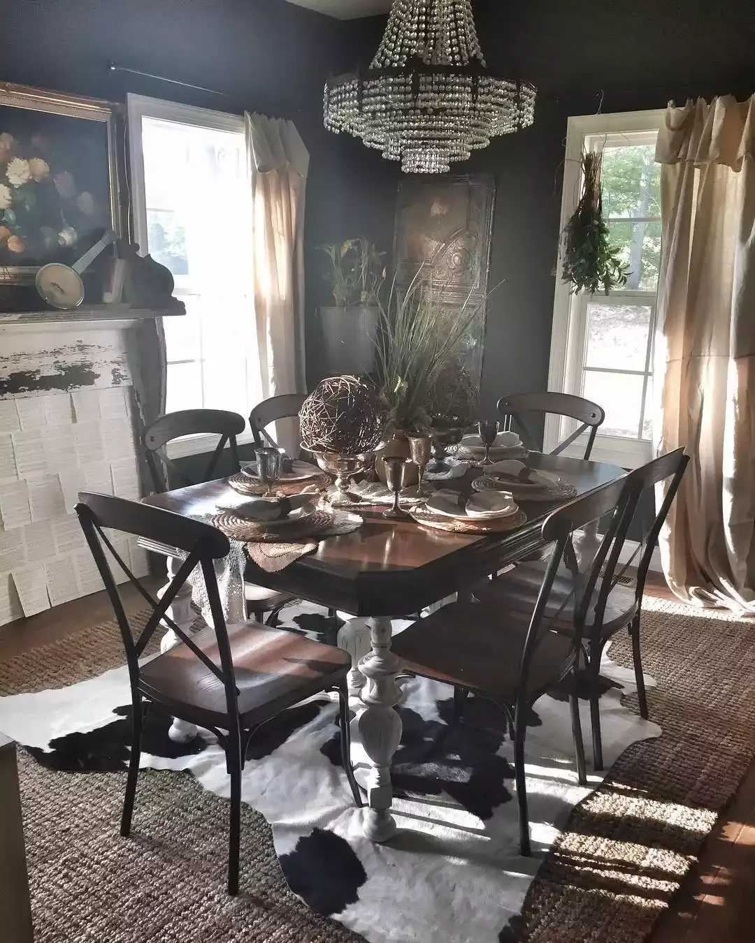 40 Stunning Black Dining Room Ideas to Transform Your Space 29 Lean Into a Rustic Look