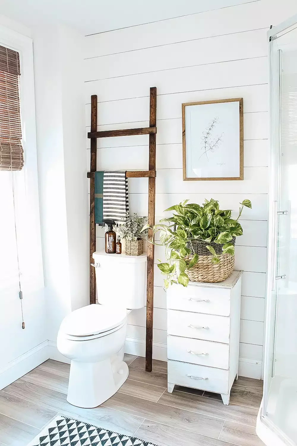 17 Brilliant Above-Toilet Storage Solutions That'll Transform Your Bathroom Lean a Lovely Ladder