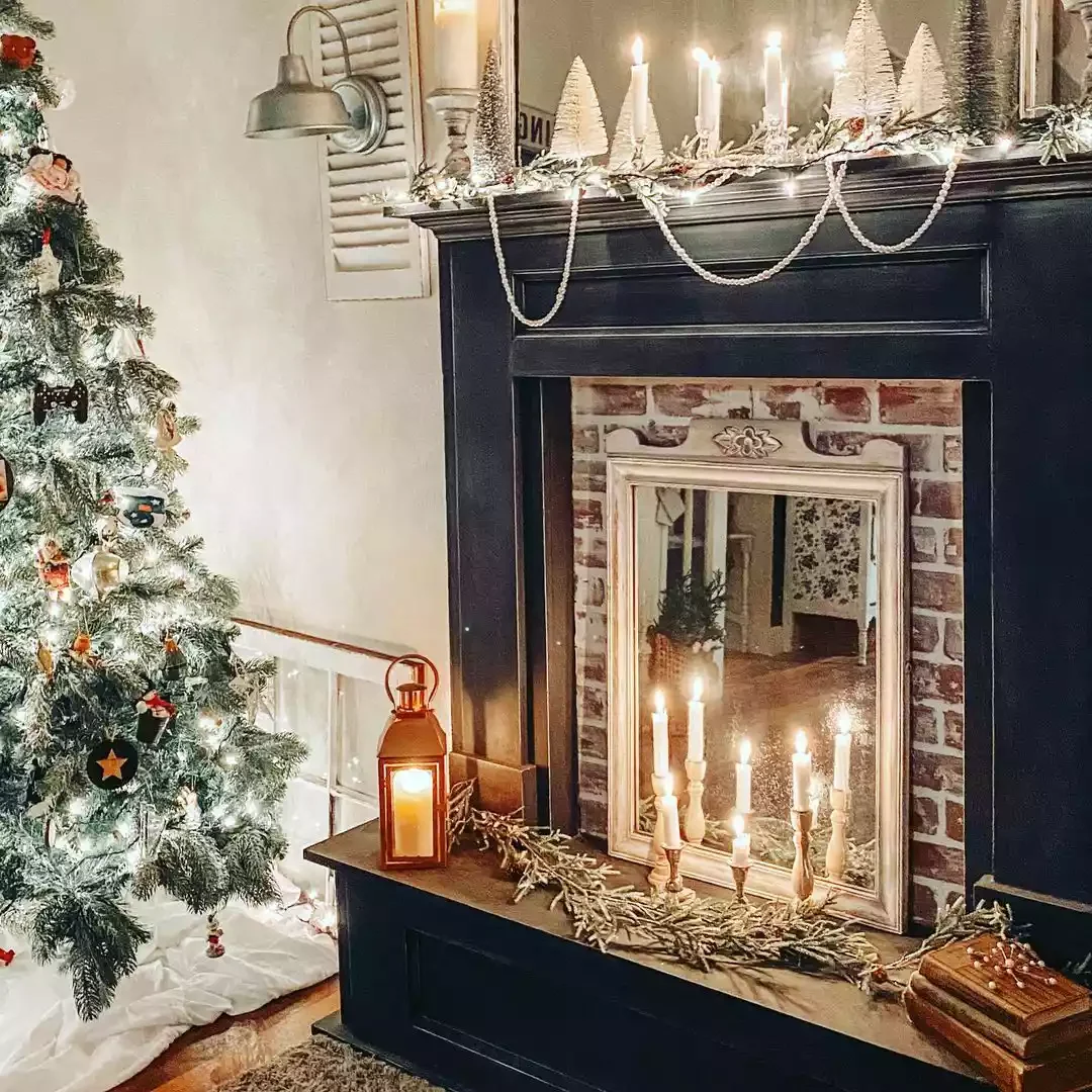 24 Creative Ways to Transform Your Fireplace with Candles 19 Lean a Mirror