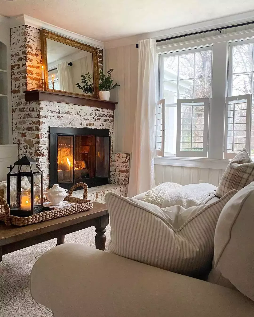 25 Stunning Corner Fireplace Ideas That'll Transform Your Living Space 11 Lean an Oversized Mirror