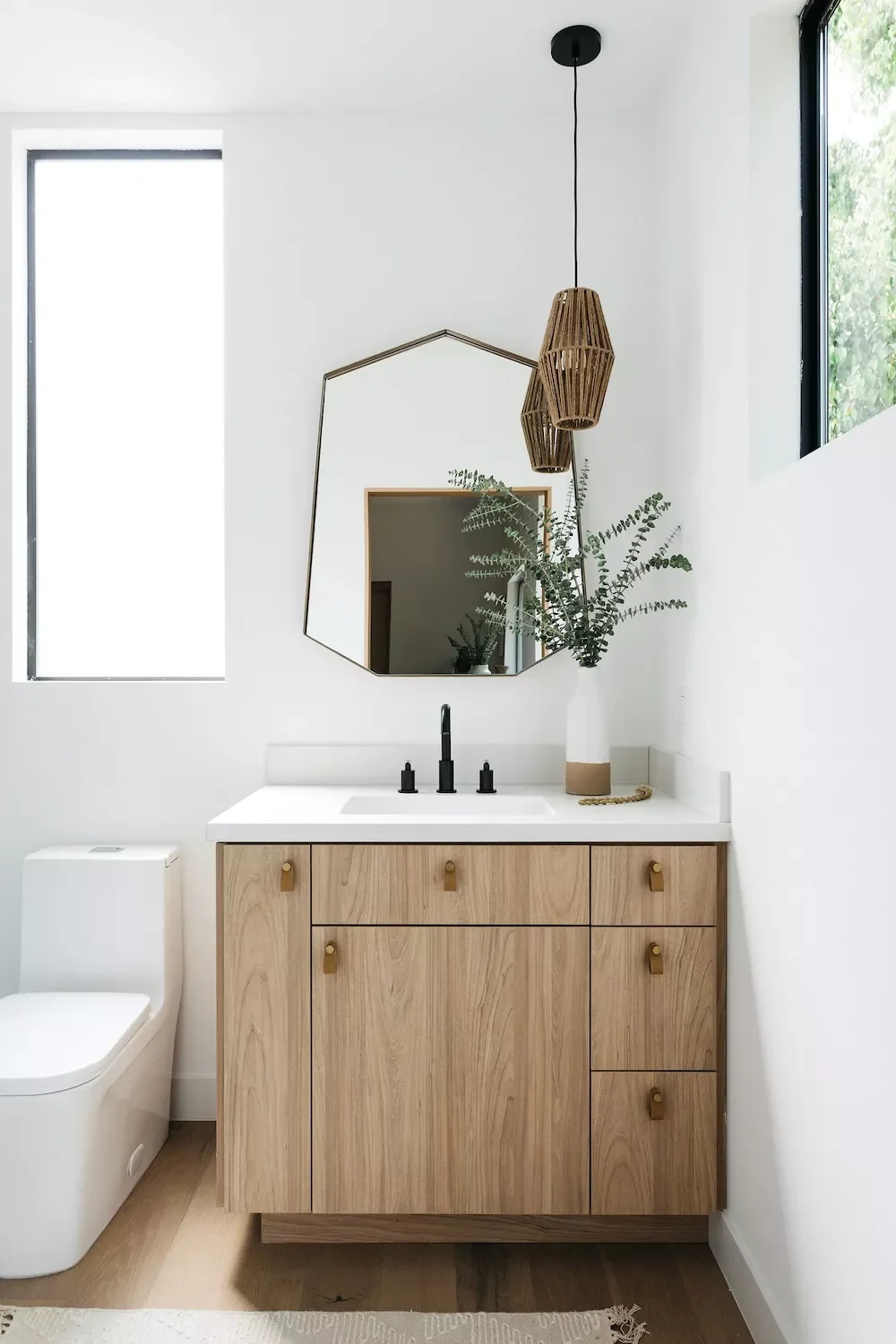 33 Japandi Bathroom Ideas for Ultimate Zen Transformation Leather Cabinet Pulls