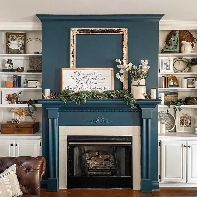 36 Stunning Painted Fireplace Ideas to Transform Your Living Space 21 Let Your Fireplace Pop Against Built-Ins