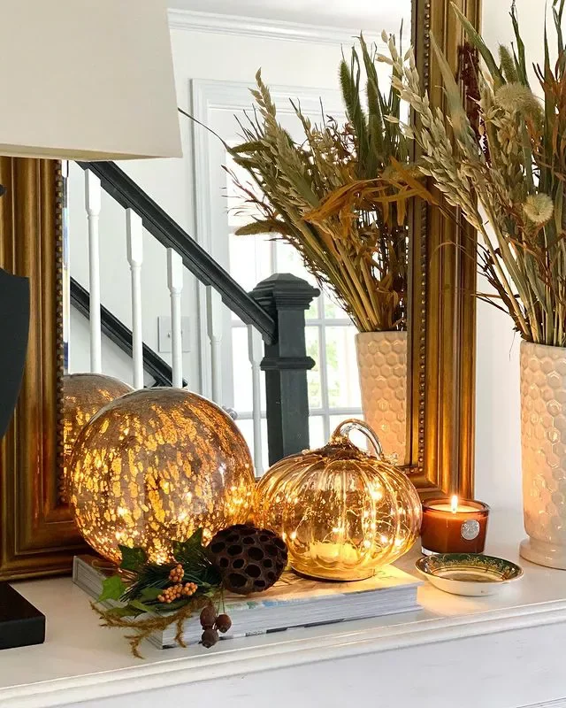 33 Stunning Fall Entryway Ideas That Transform Your Home for Autumn 14 Light Up Pumpkin Votives