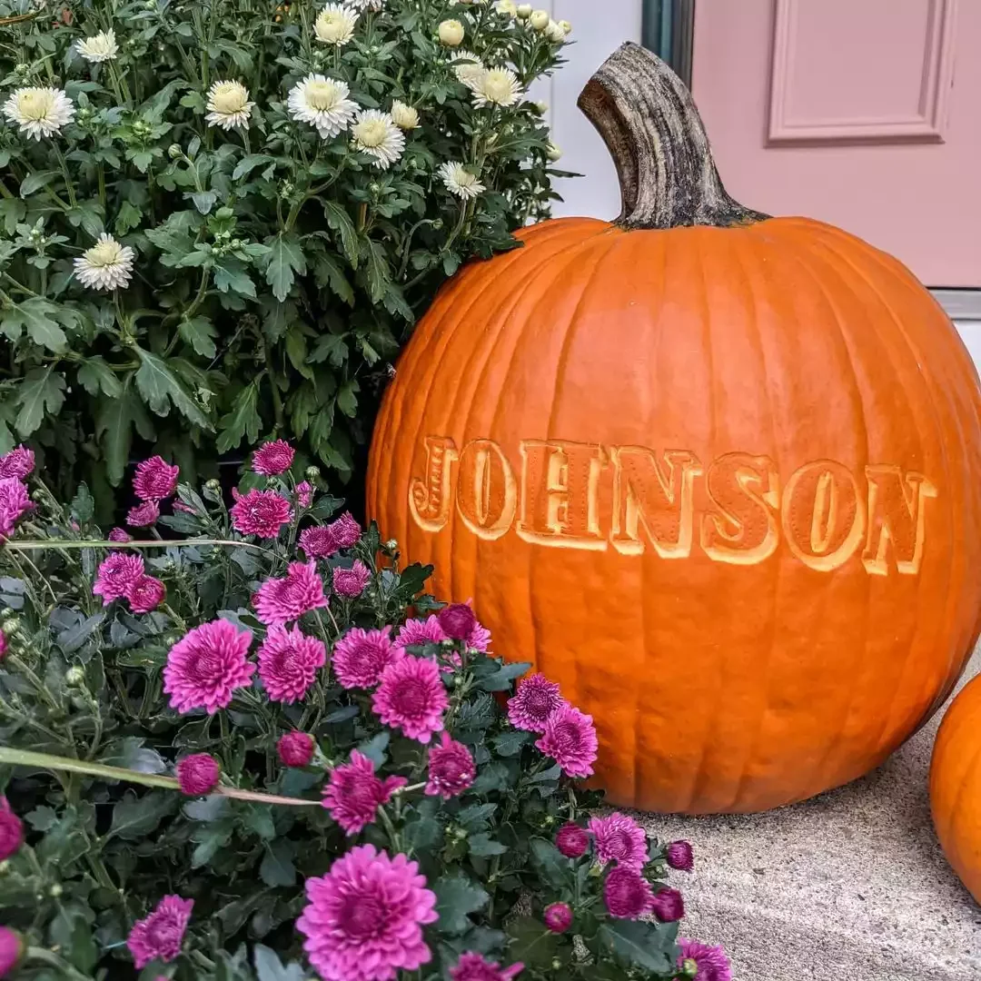 77 Creative Pumpkin Carving Ideas That'll Transform Your Fall Decorating Game 57 Lightly Carved Name Pumpkin
