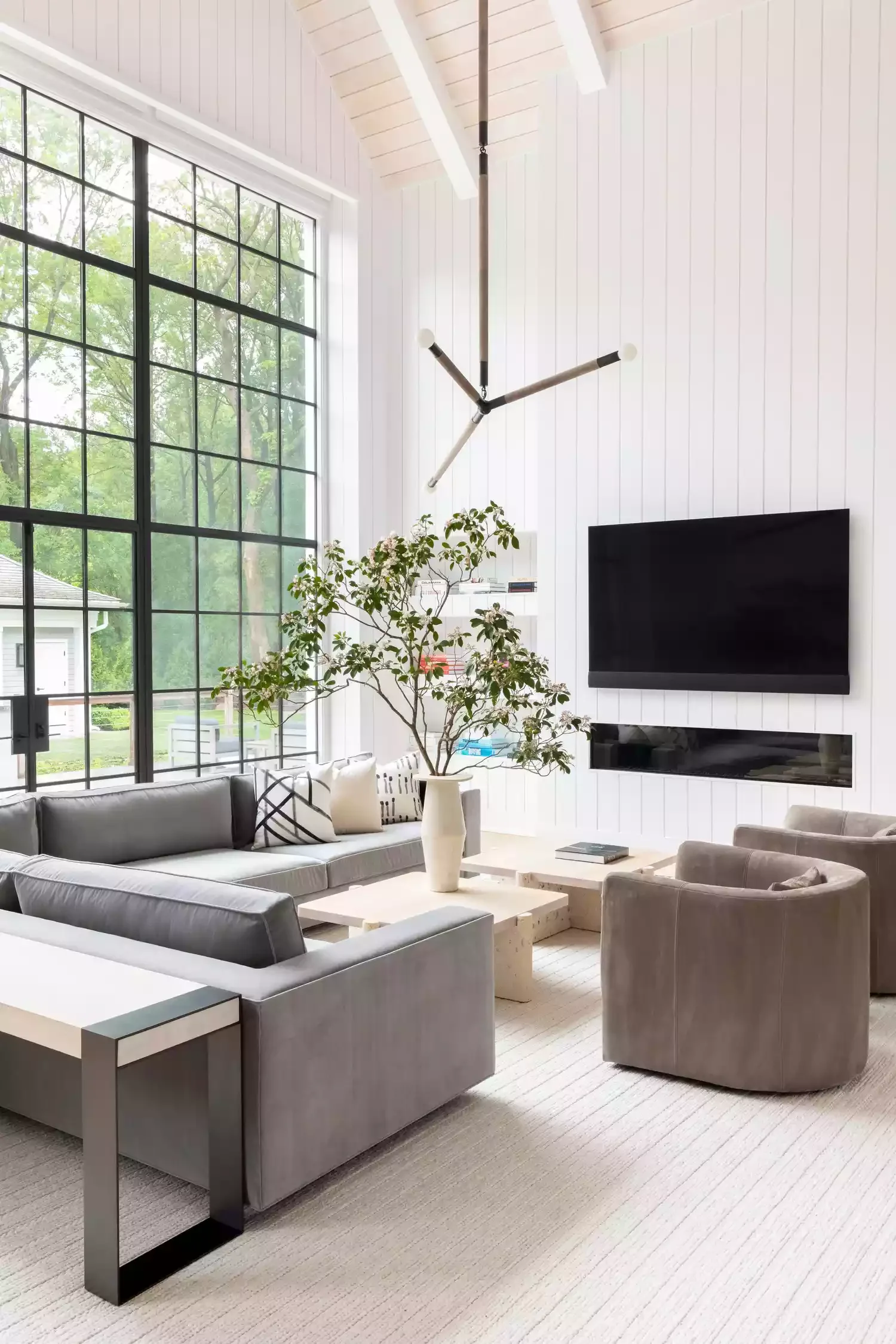 27 Stunning Linear Fireplace Ideas for Modern Homes That Combine Style and Easy Maintenance 2 Linear Fireplace on Shiplap