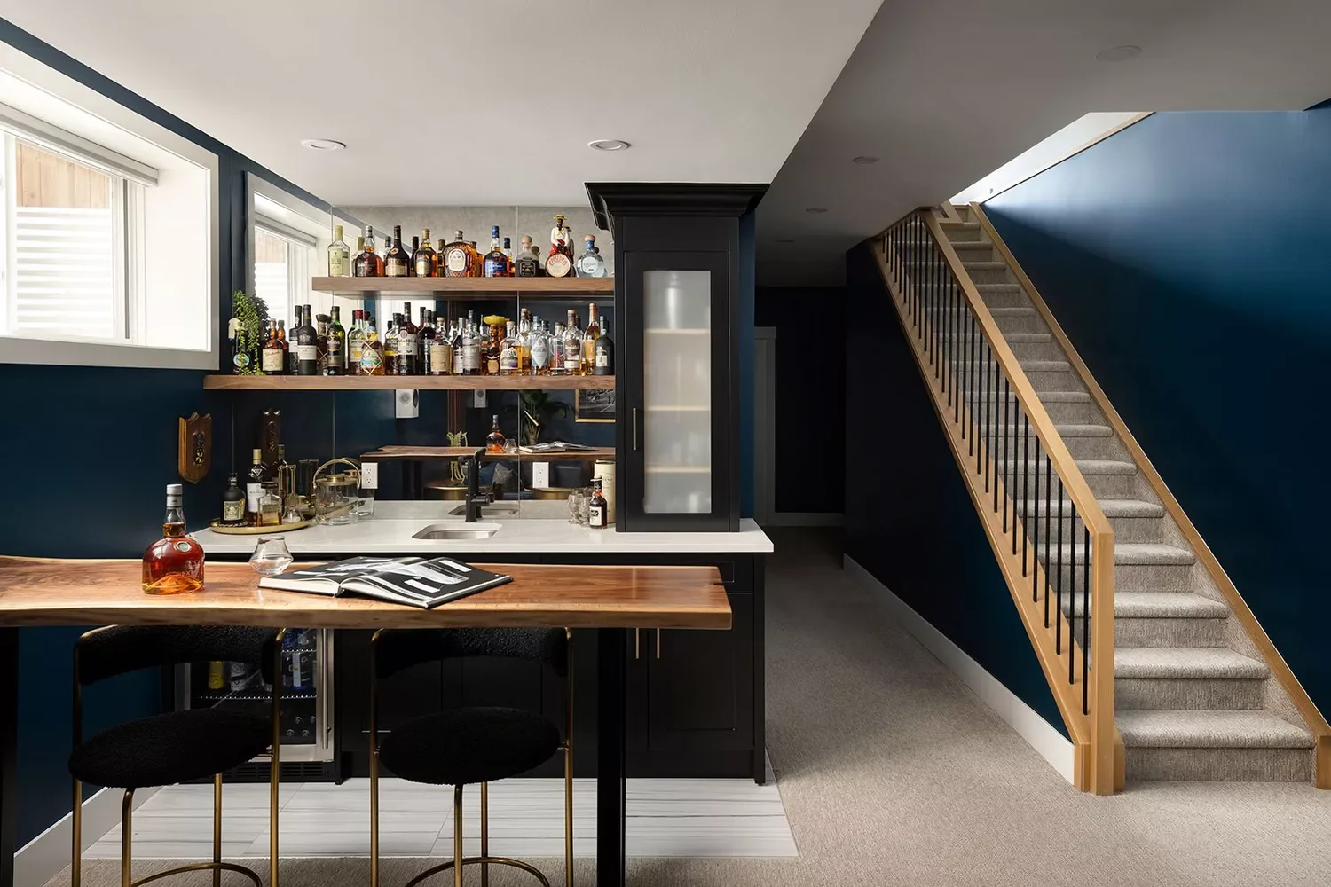 43 Basement Bar Ideas That Transform Your Space Into the Ultimate Entertainment Zone 20 Live Edge Bar Counter