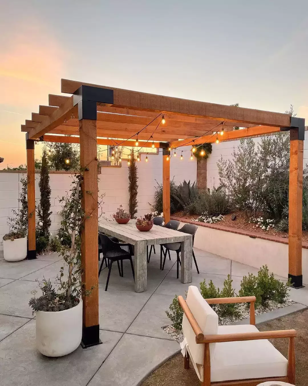 30 Beautiful Ways to Transform Your Patio with String Lights 2 Make Use of a Pergola