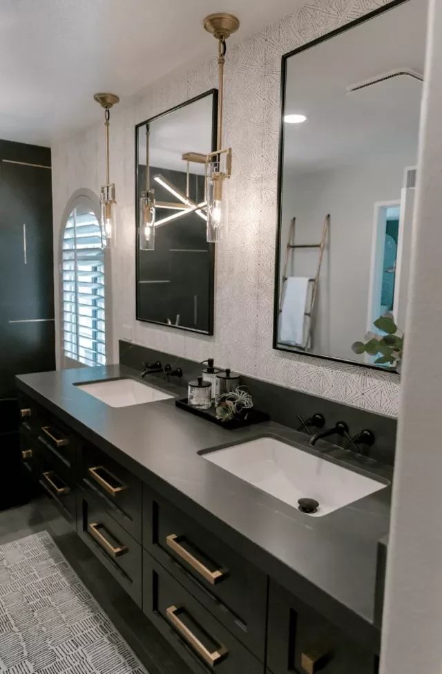 50 Dramatic Dark Bathroom Ideas to Transform Your Space 34 Make Your Countertops Matte Black