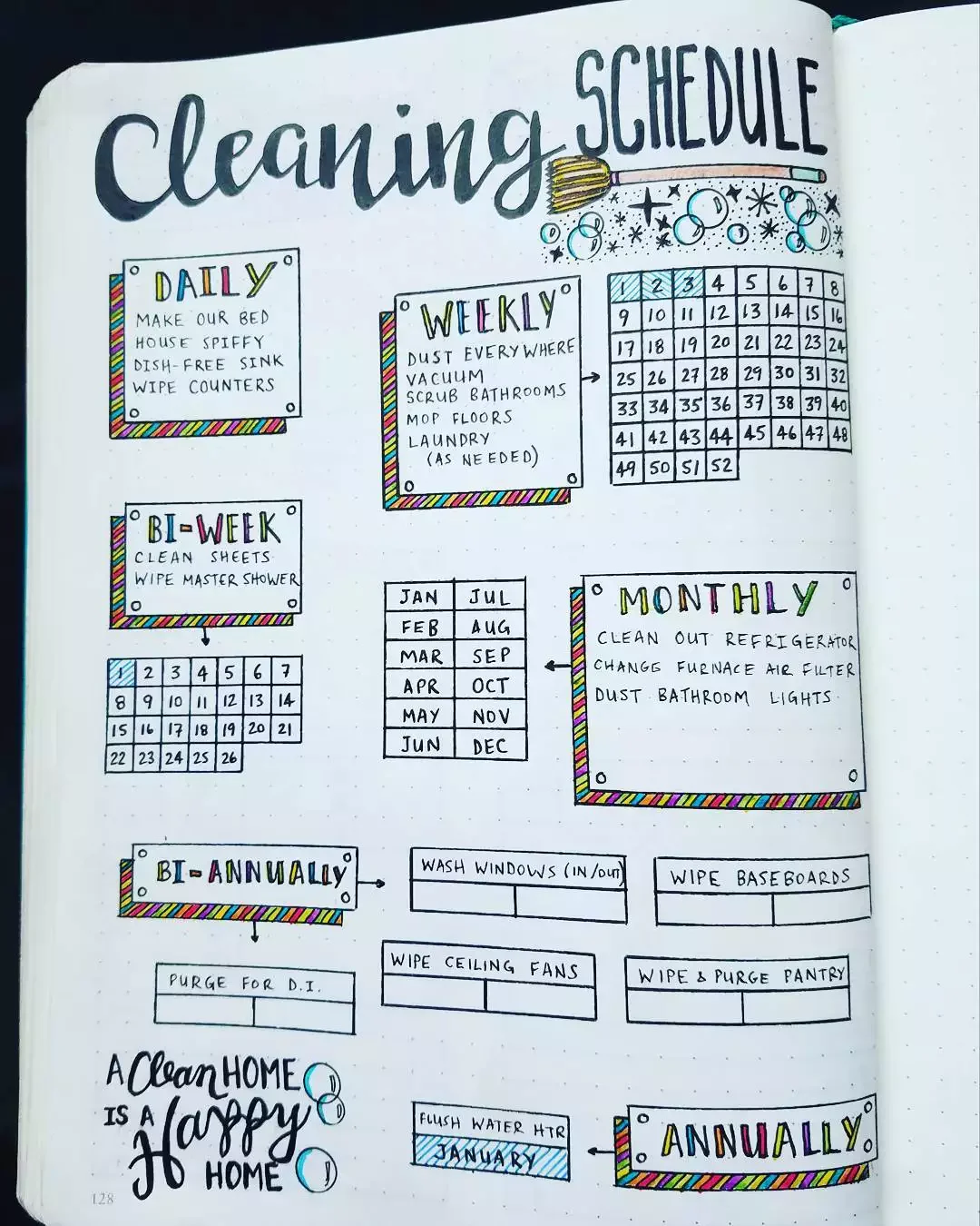 13 Creative Ways to Organize Your Home Life With Style 2 Make a Cleaning Routine and Stick to It