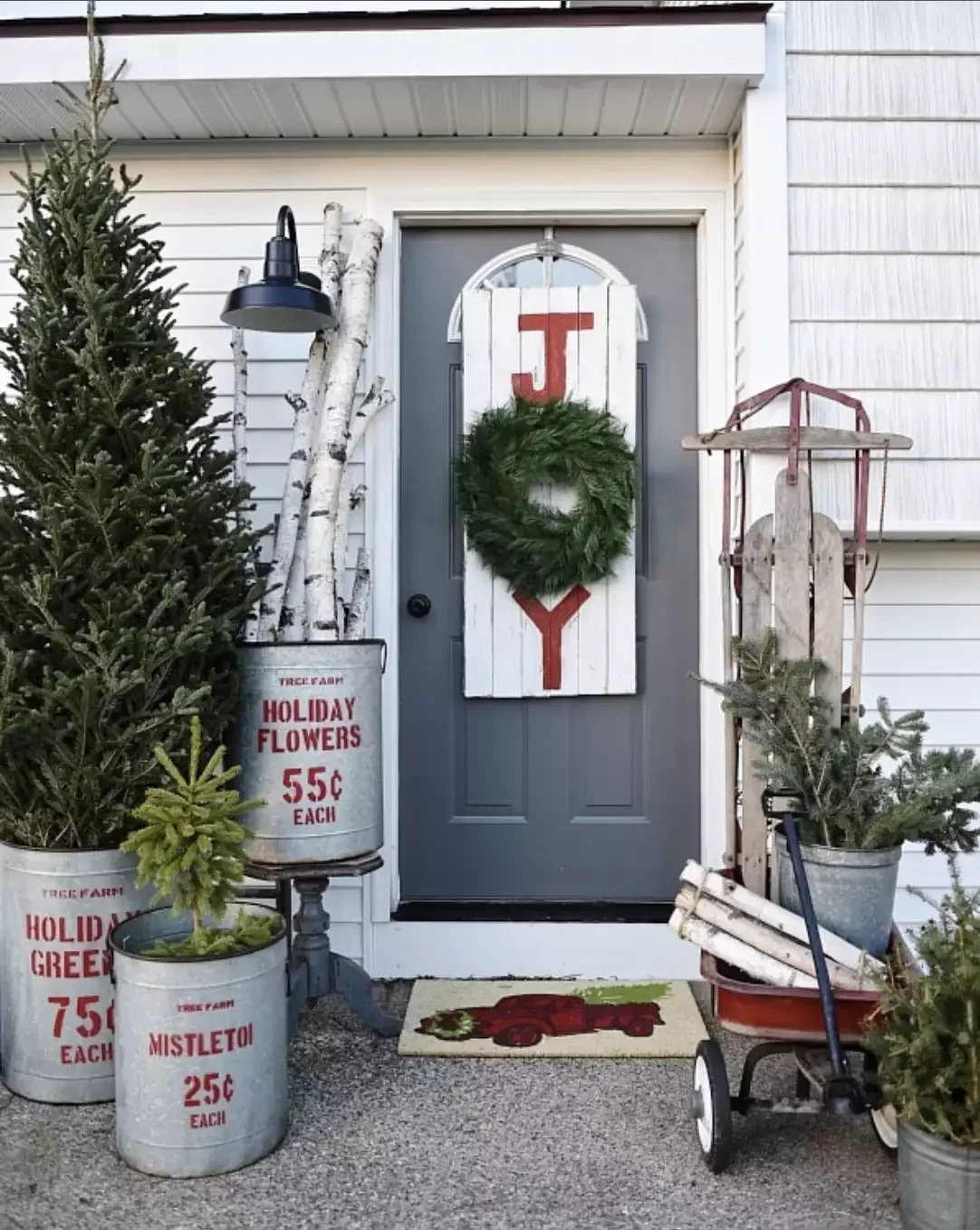 57 Stunning Outdoor Christmas Decorating Ideas That Will Transform Your Home's Holiday Curb Appeal 57 Make a DIY Joy Sign