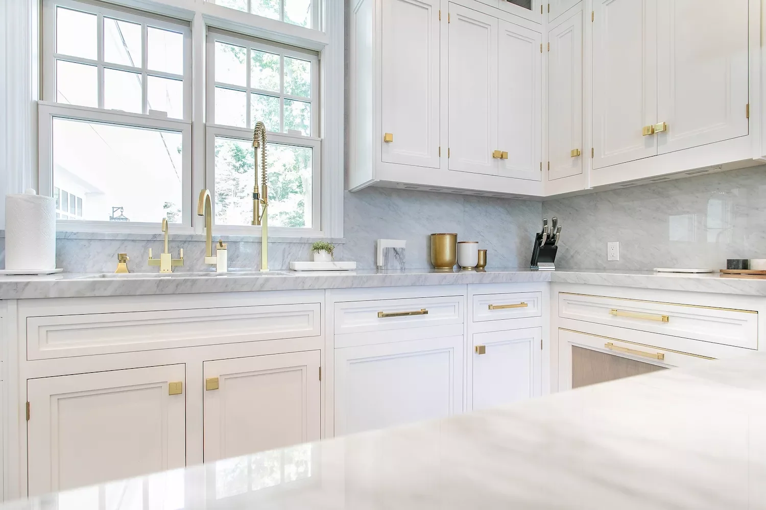 27 Corner Cabinet Solutions That Transform Your Kitchen's Most Challenging Spots Match Brass Pulls and Handles