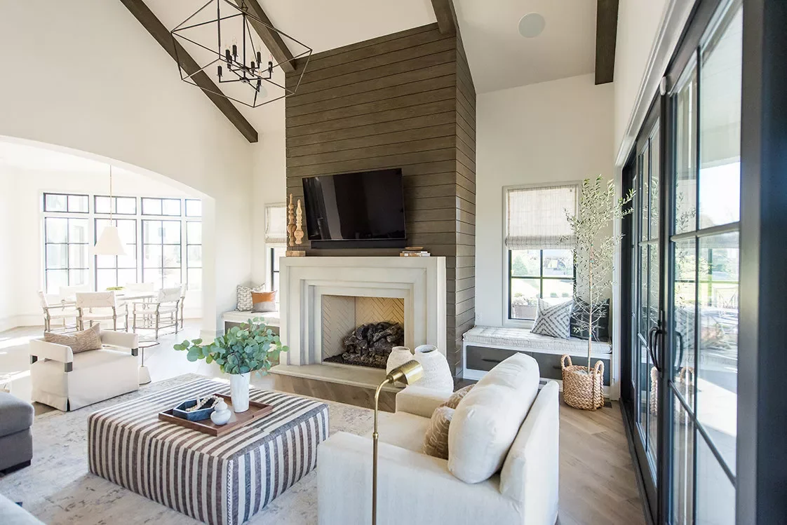 38 Stunning Ceiling Beam Ideas to Transform Your Home 8 Match the Fireplace