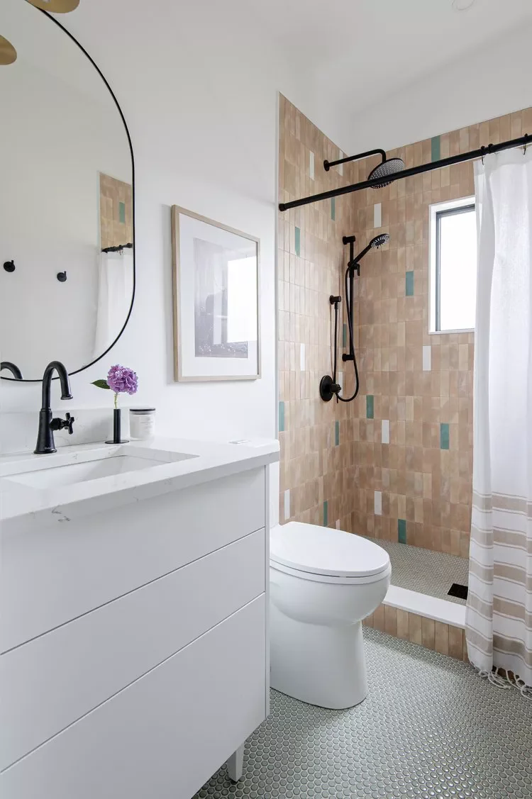 32 Shower Curtain Ideas to Transform Your Bathroom with Maximum Style 23 Match the Tile