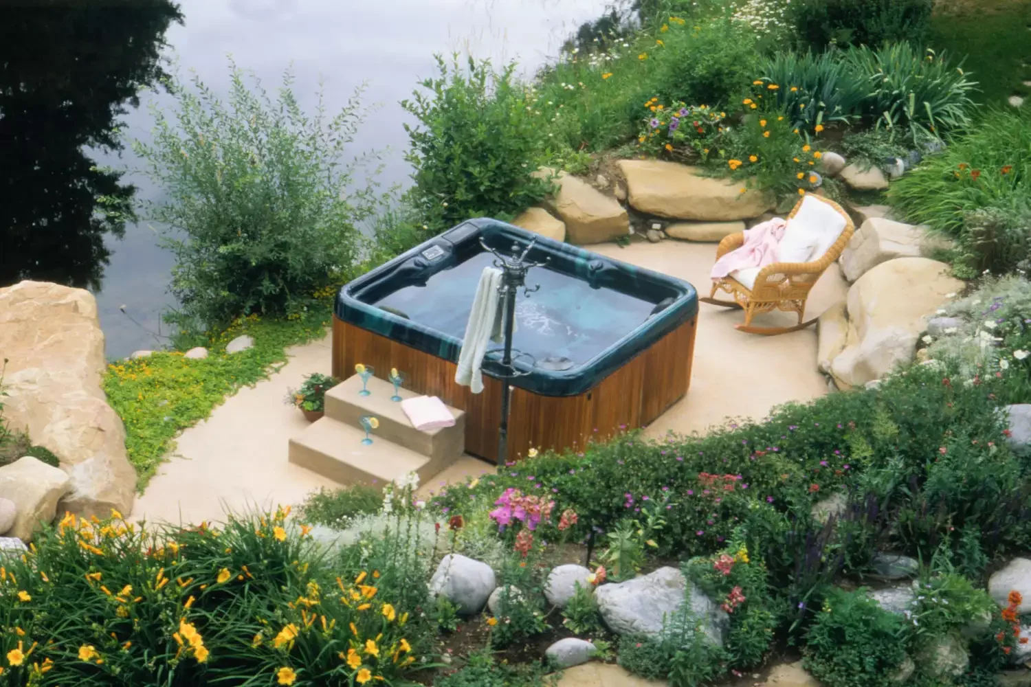 30 Stunning Hot Tub Deck Designs to Create Your Dream Backyard Retreat 14 Mediterranean Escape Hot Tub Deck