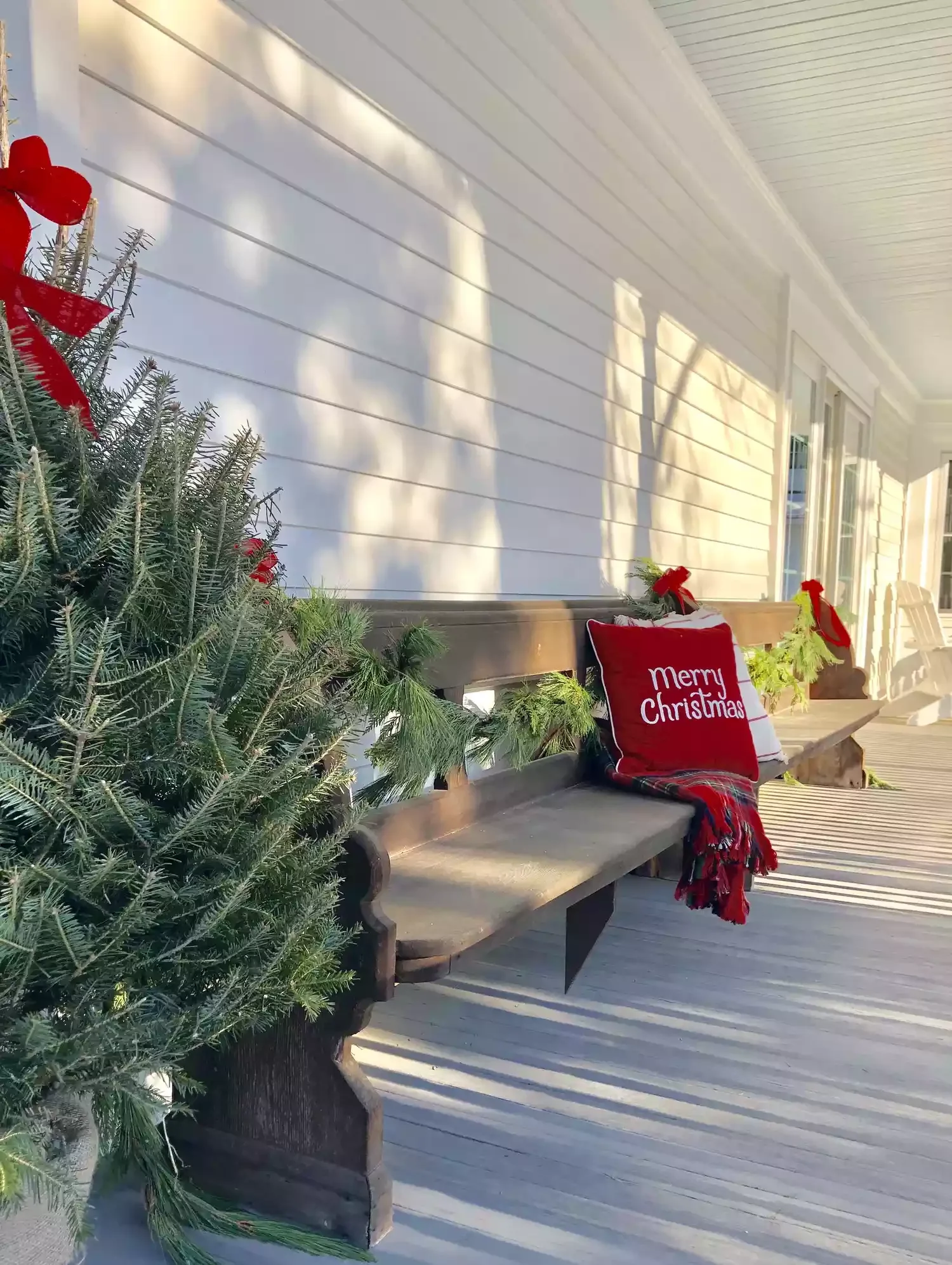 68 Christmas Front Porch Ideas That Make Your Home the Envy Merry Christmas Pillow