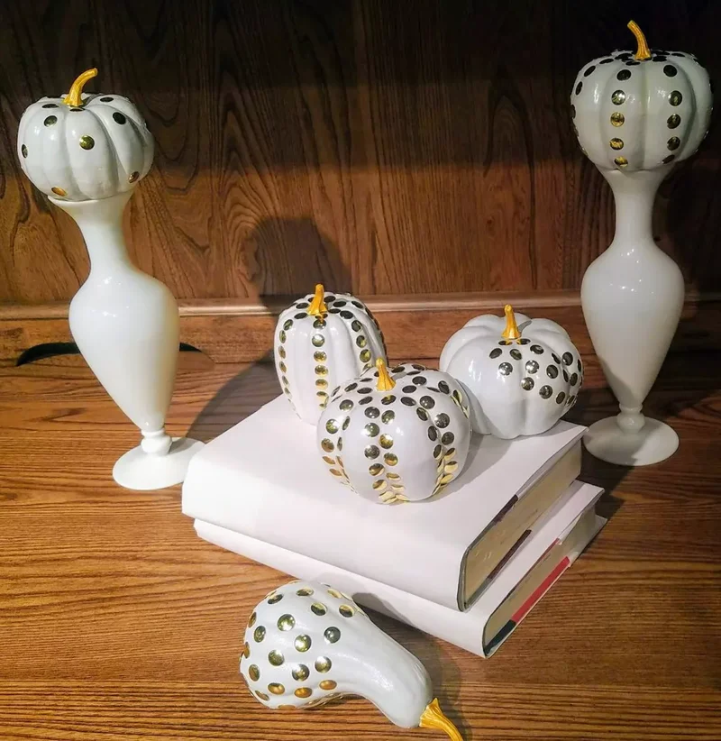 90 Creative Halloween Pumpkin Decorating Ideas to Try This Season 5 Metallic Pumpkin