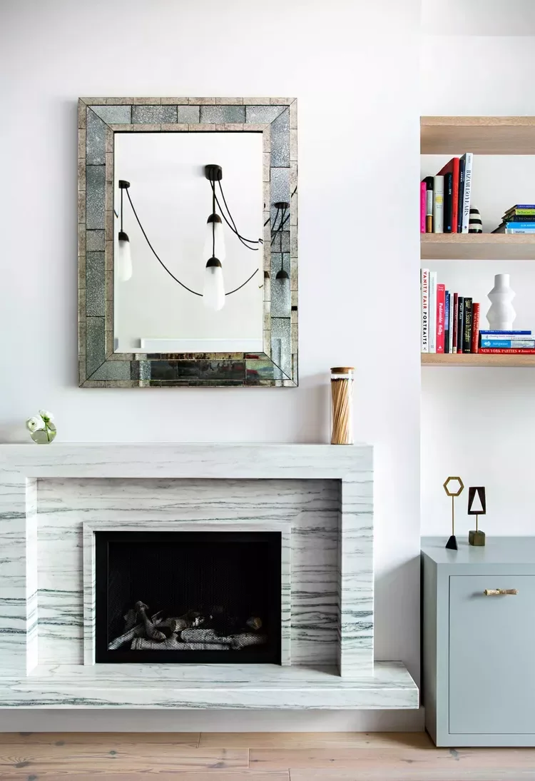 32 Living Room Mantle Decor Ideas That Add Style and Warmth 2 Minimalist Gray Marble Mantel