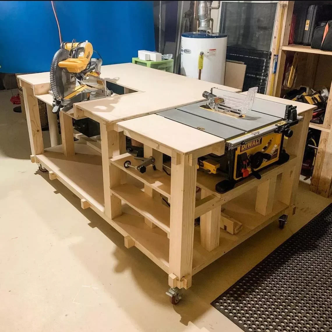 15 Brilliant Garage Workstation Ideas That Transform Your Space Miter Saw and Table Saw Workbench