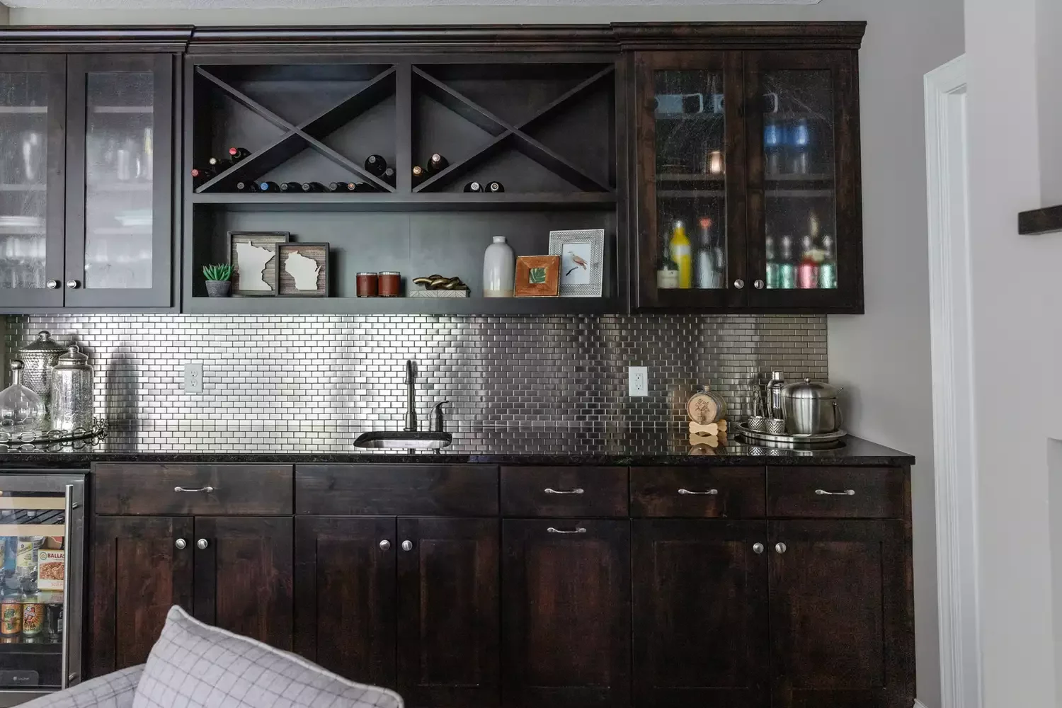 33 Creative Basement Kitchenette Ideas to Transform Your Lower Level 15 Mix Dark and Light Finishes