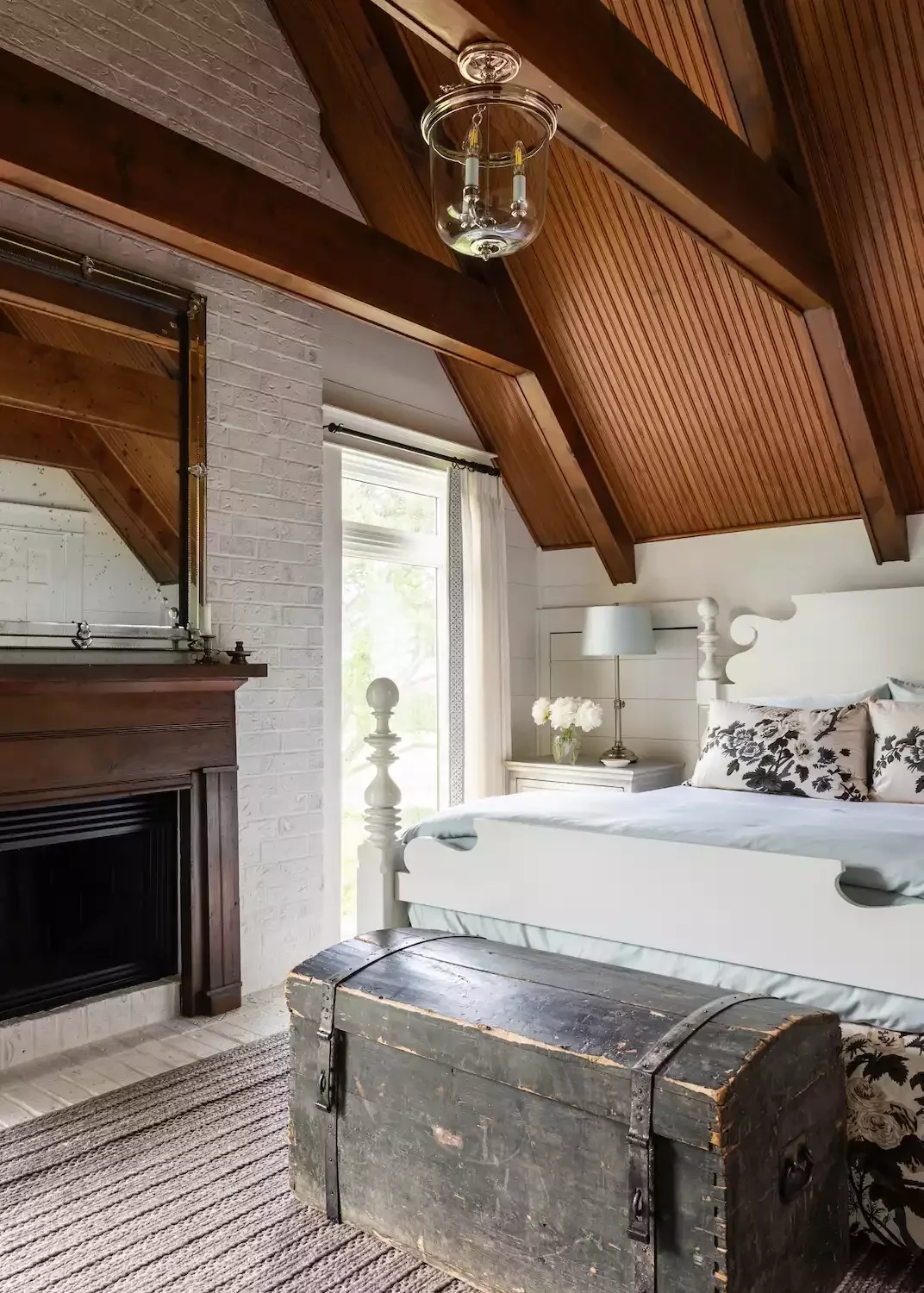 55 Stunning Bedroom Fireplace Ideas That Will Transform Your Sleep Sanctuary 27 Mix White Brick with Dark Wood