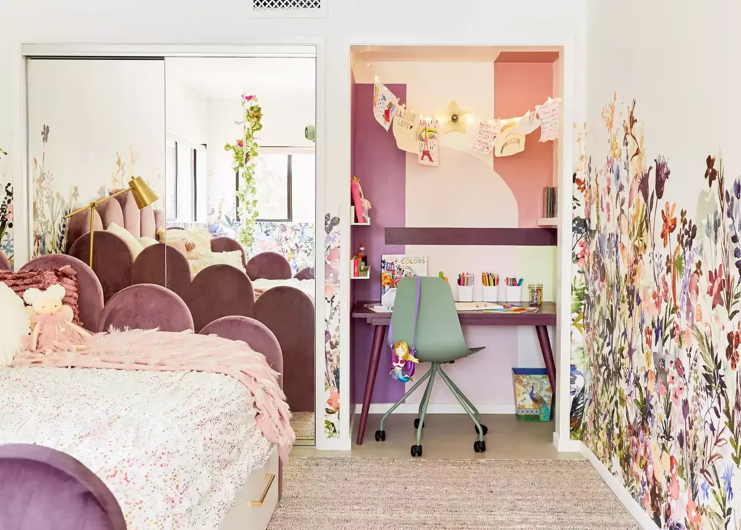 27 Stunning Girls' Bedroom Ideas She'll Absolutely Adore 10 Mixed Wall Finishes