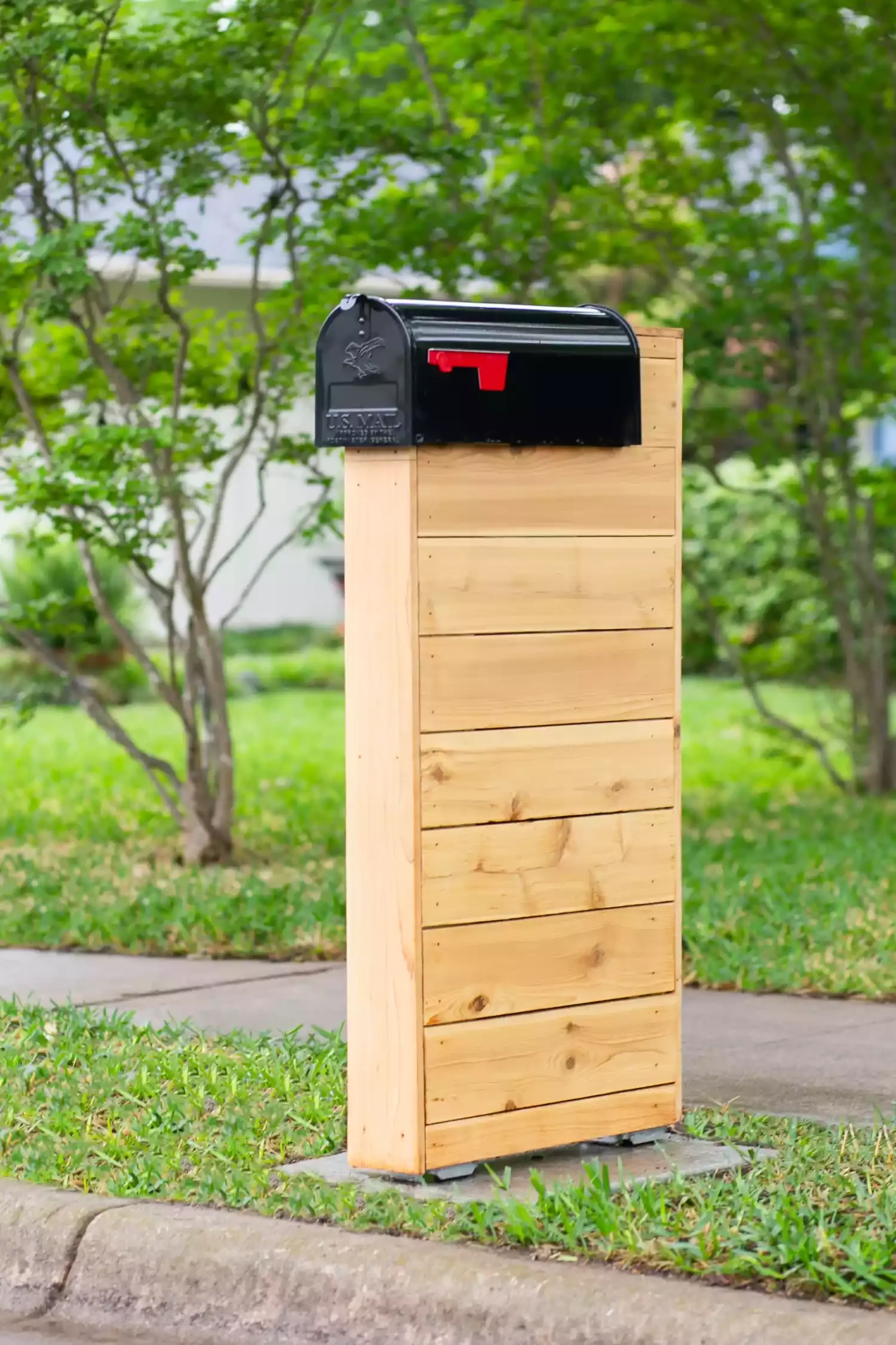 Modern Wood Mailbox Post