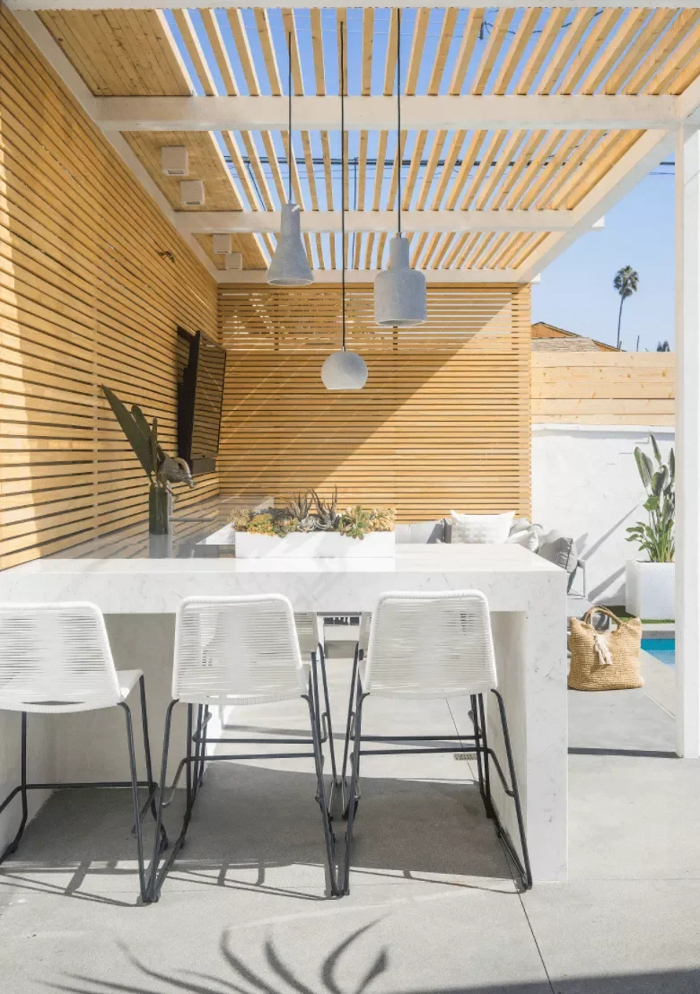 28 Stunning Porch Ceiling Designs That Will Transform Your Outdoor Space 13 Modern Wood Slatted Porch Roof