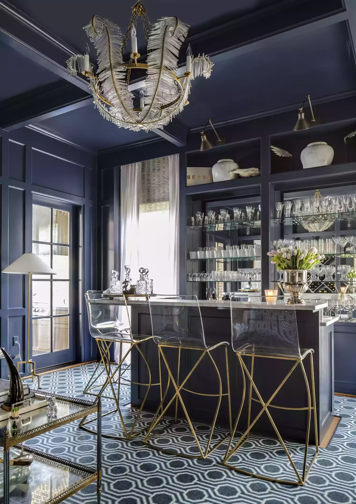 43 Basement Bar Ideas That Transform Your Space Into the Ultimate Entertainment Zone 19 Navy Blue Basement Bar