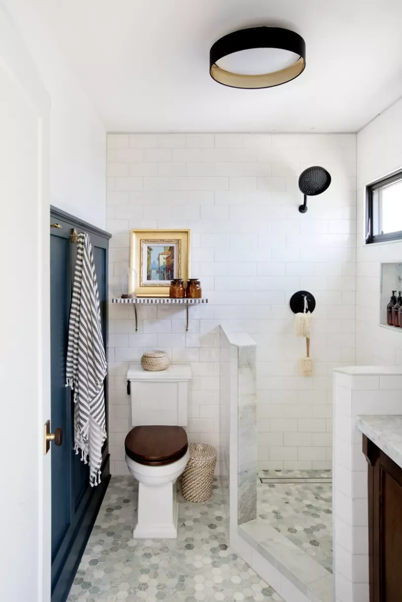 18 Navy Blue Bathroom Design Ideas That Will Transform Your Space 4 Navy Feature Wall