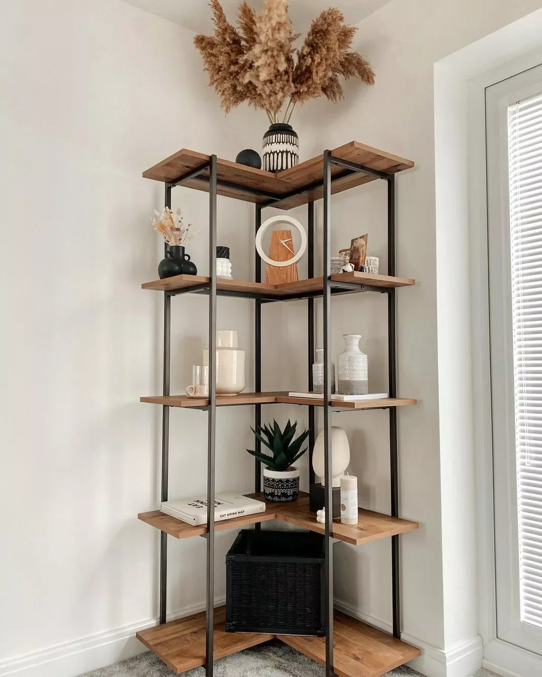 47 Creative Corner Shelf Ideas That'll Transform Your Space Neutral Corner Shelf