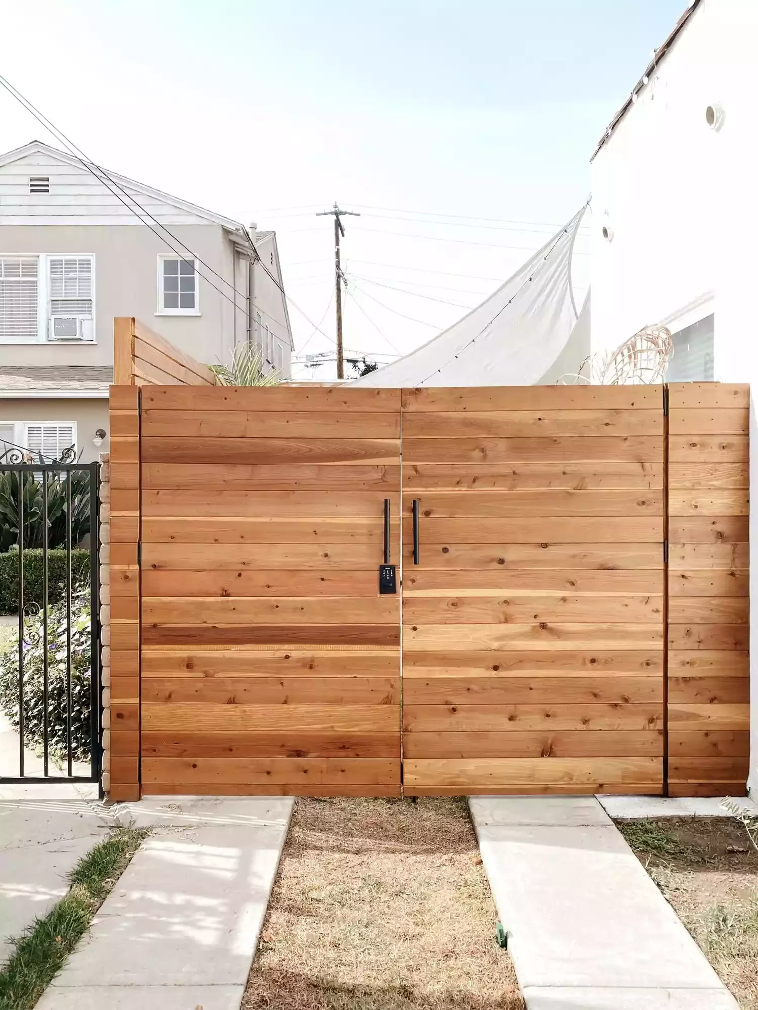 Opaque Wood Driveway Gate