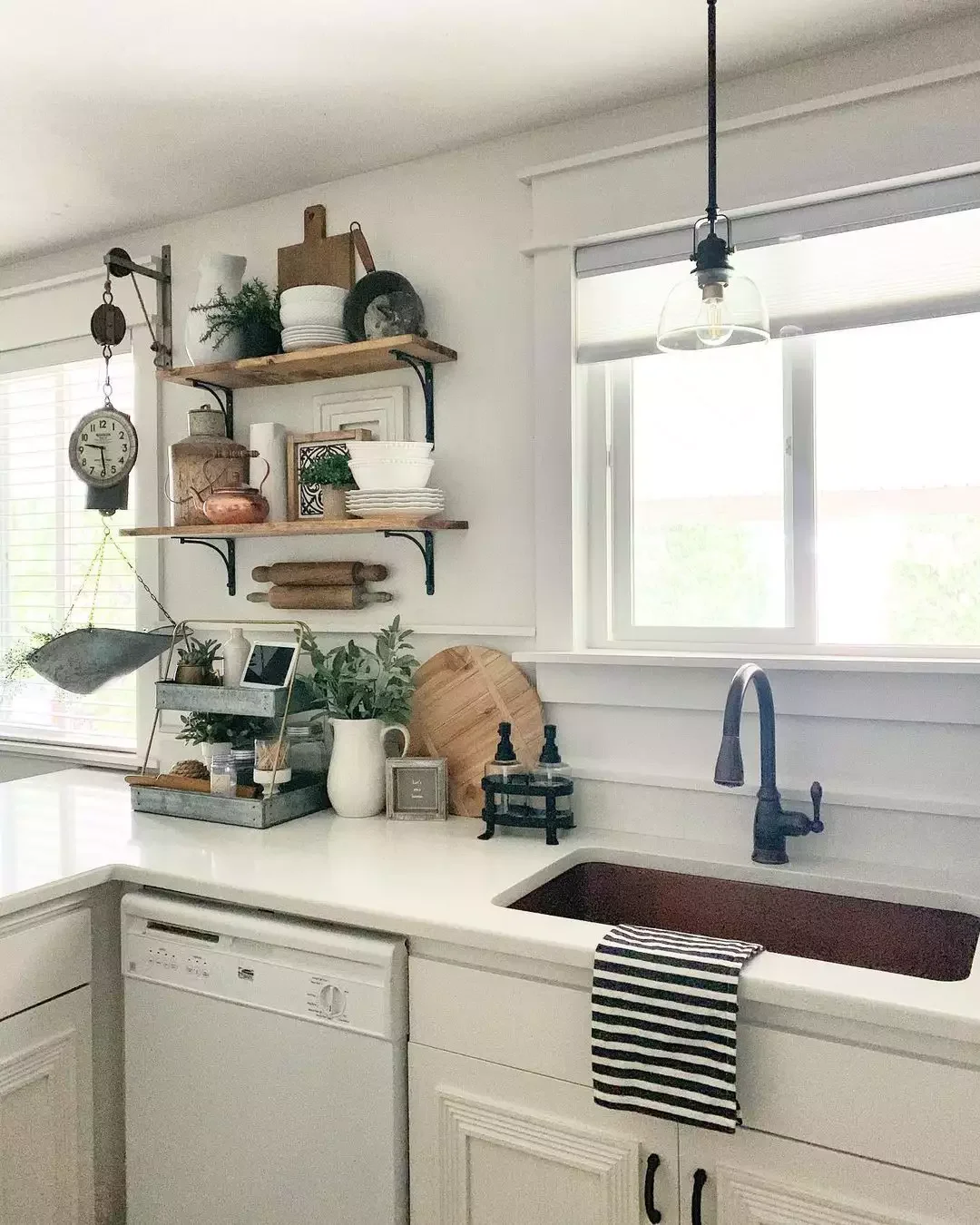 68 Charming Farmhouse Kitchen Ideas That Never Go Out of Style Open Shelving All Over