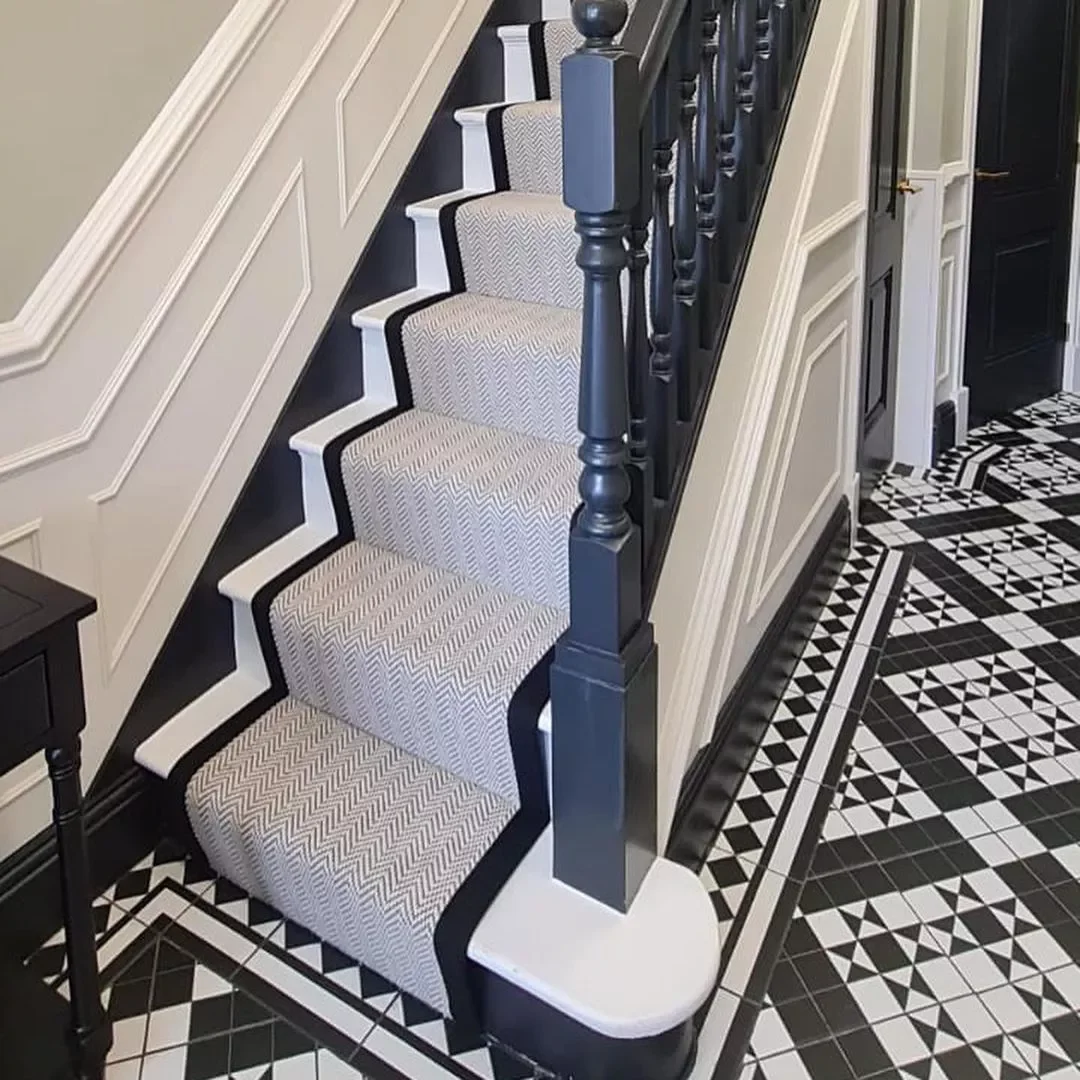33 Creative Stair Riser Transformations That Will Elevate Your Home 22 Opt for Black and White
