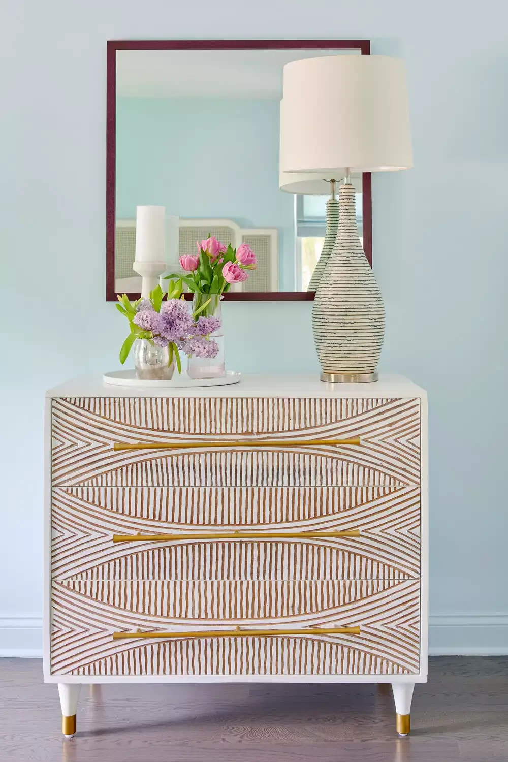 36 Beautiful Dresser Styling Ideas That Will Transform Your Bedroom 32 Opt for Fresh Flowers