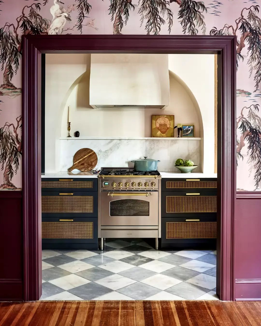 30 Stunning Pink Kitchen Designs That Show Why Pink Is the Ultimate Neutral 4 Opt for Striking Wallpaper