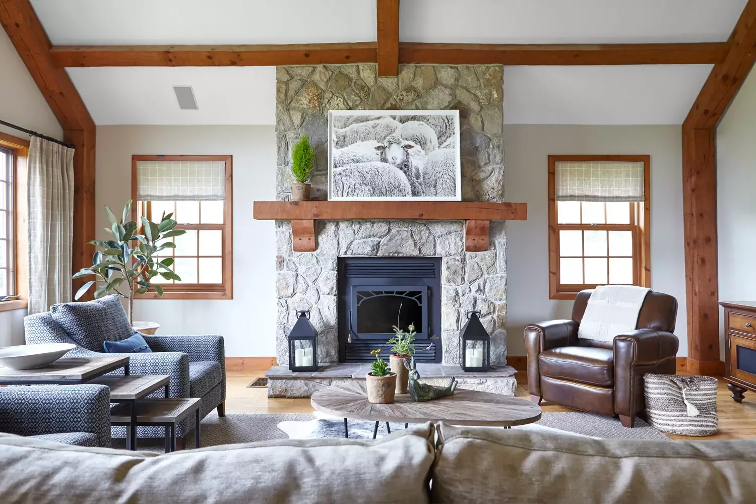 34 Classic Living Room Ideas That Never Go Out of Style Opt for Wooden Window Casings