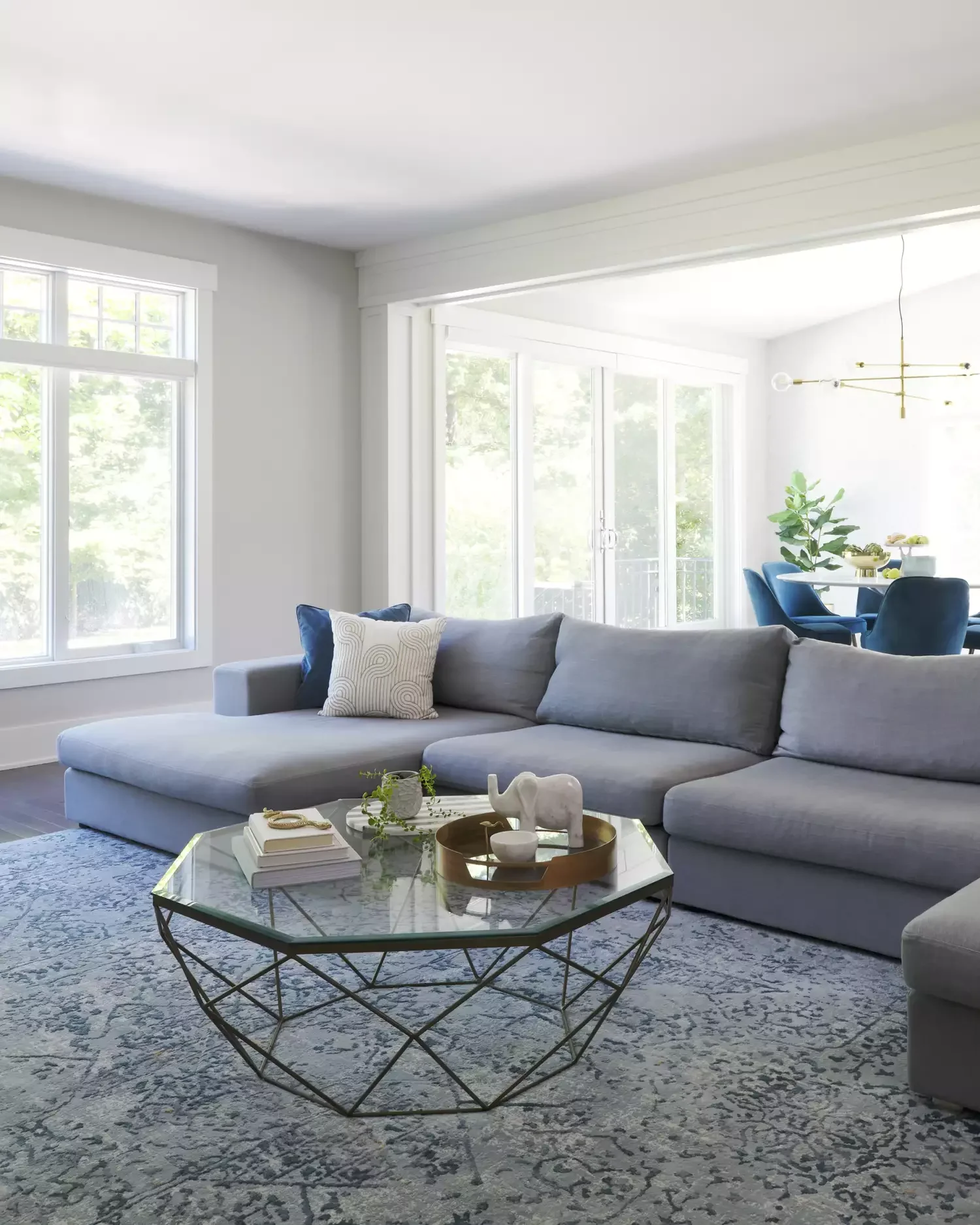23 Stunning Blue and Gray Living Room Design Ideas You'll Love 5 Opt for a Blue and White Swirled Rug