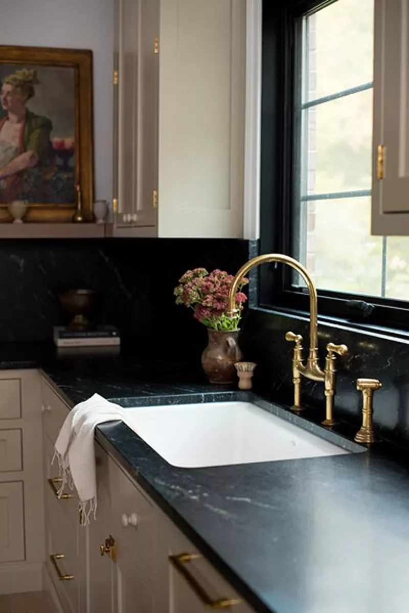 25 Stunning Kitchen Sink Ideas to Transform Your Culinary Space 7 Opt for a Bridge Faucet