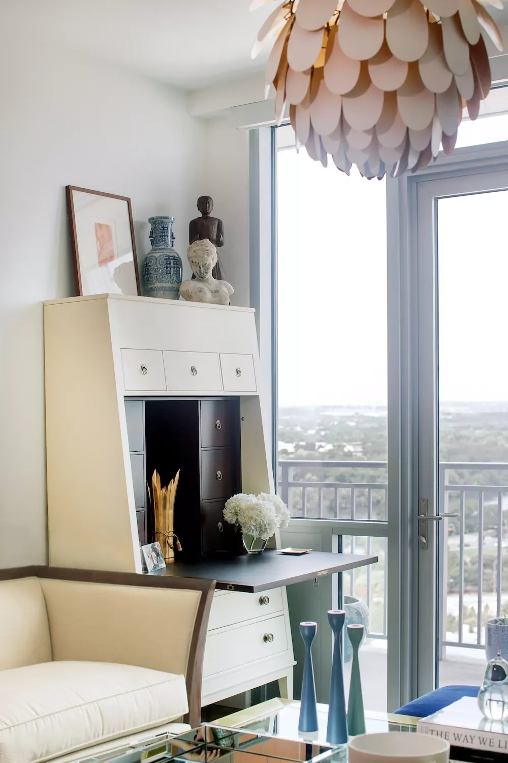 21 Brilliant Ways to Seamlessly Integrate a Workspace into Your Living Room 2 Opt for a Secretary Desk