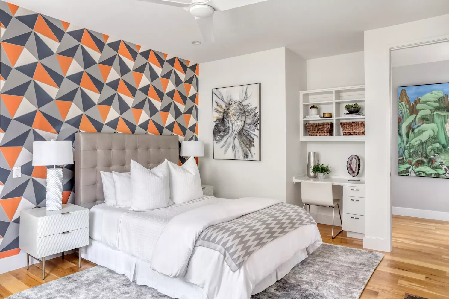 45 Bedroom Office Ideas to Perfect Your Work-Life Balance 23 Opt for an Accent Wall