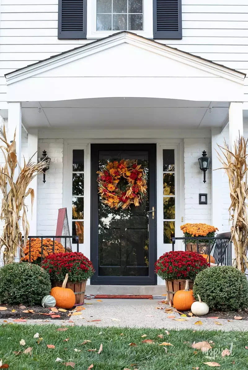 66 Beautiful Fall Wreath DIY Ideas to Welcome Autumn Into Your Home 23 Orange and Burgundy Wreath