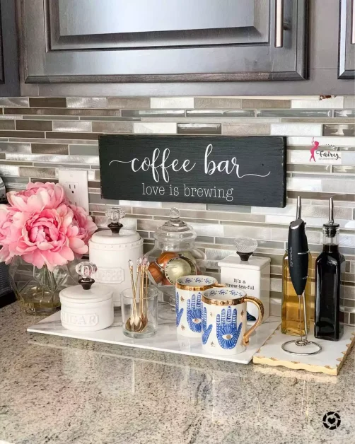 43 Stylish Coffee Bar Ideas That'll Transform Your Morning Routine 14 Organized Tray and Container System