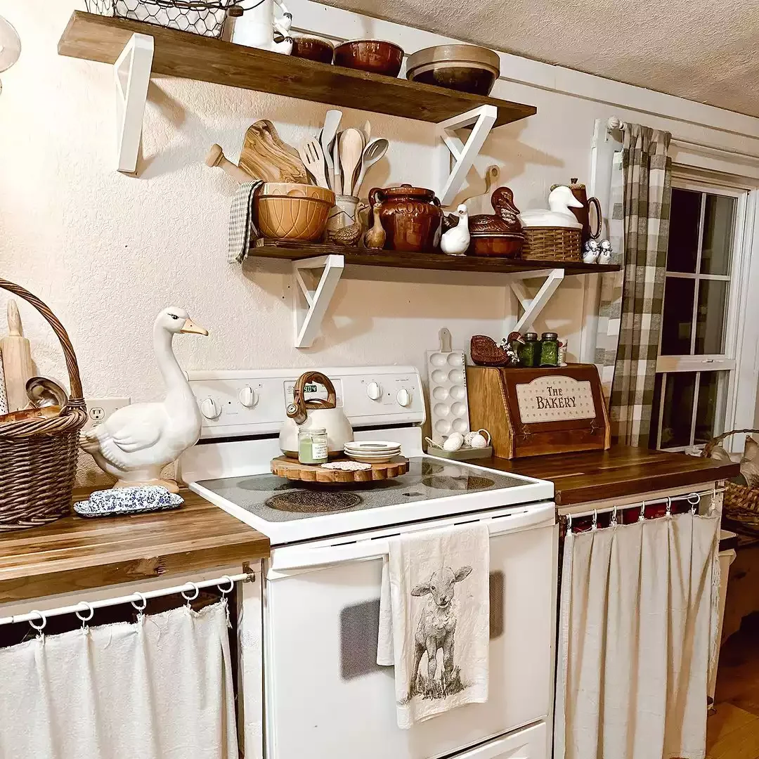 32 Charming Country Kitchen Ideas That'll Make You Never Want to Leave Your Cooking Space 13 Out on Display