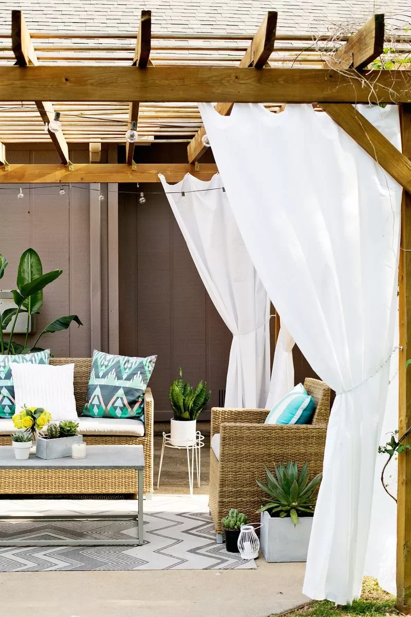 26 Creative DIY Backyard Shade Solutions on a Budget 3 Outdoor Pergola Curtains