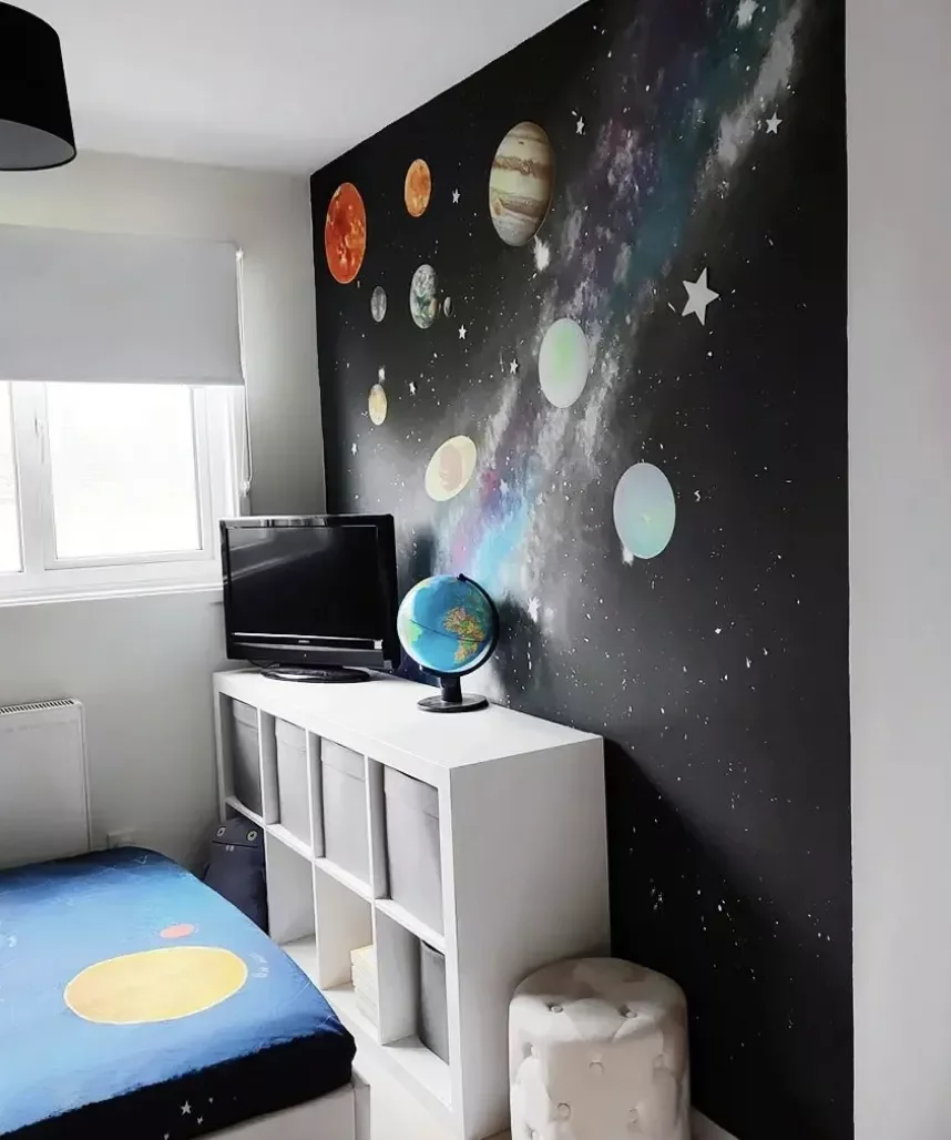 29 Creative Wall Mural Ideas That Will Transform Your Home 2 Outer Space Mural