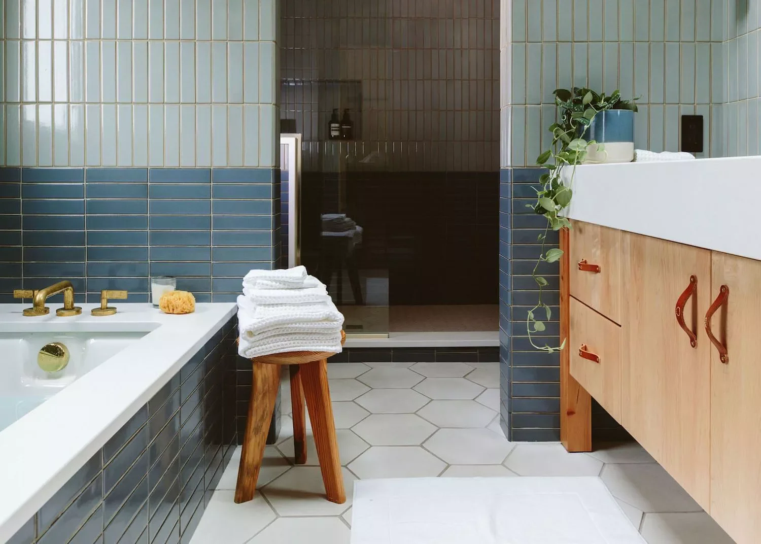 30+ Stunning Bathroom Floor Tile Ideas to Transform Your Space Oversized Hex Tiles