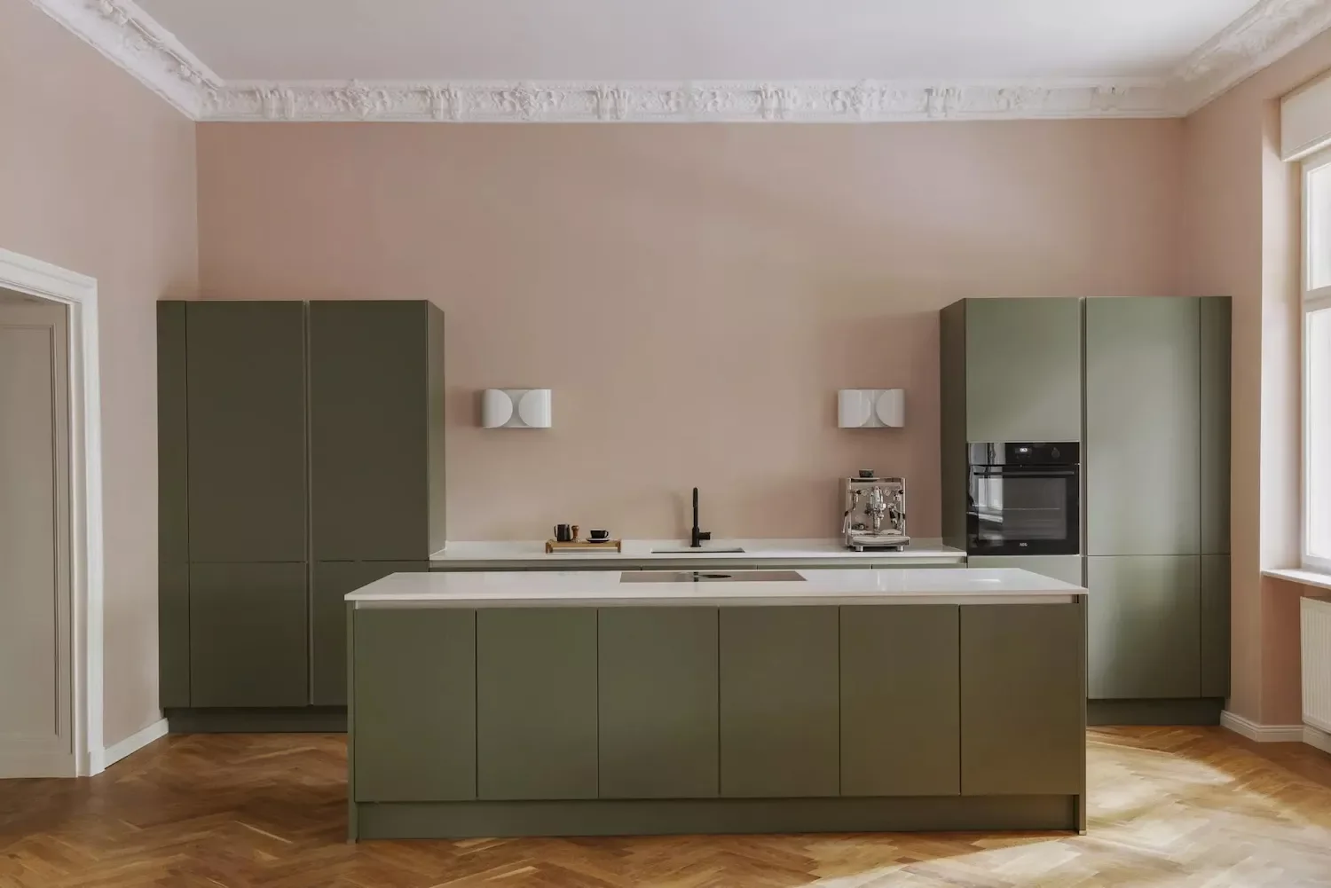 19 Gorgeous Olive Green Kitchen Cabinet Designs That Elevate Your Kitchen Paint Walls Blush Pink