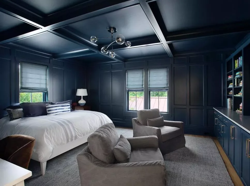 25 Stunning Navy Blue Bedroom Ideas That Will Transform Your Space 5 Paint Your Ceilings and Walls to Match