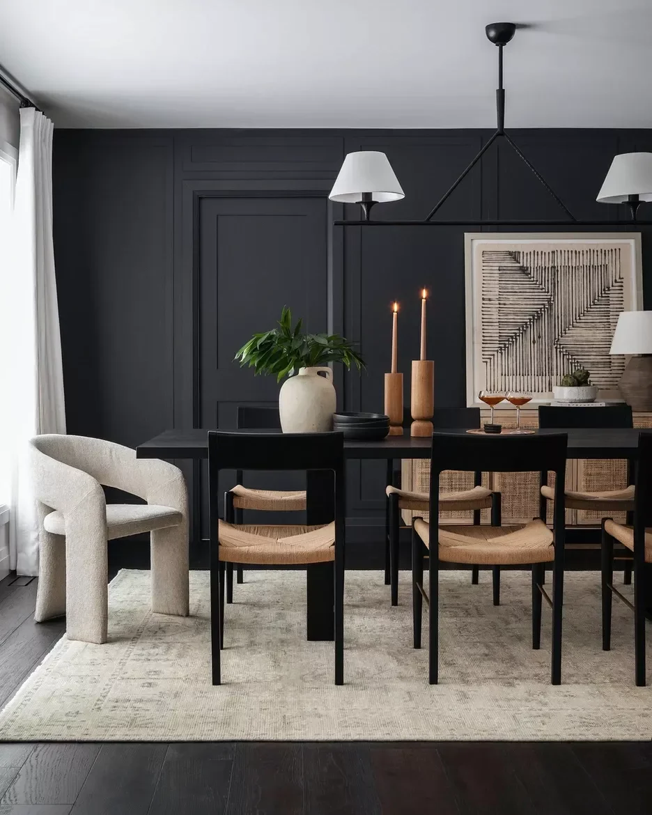 98 Stunning Dining Room Ideas to Transform Your Entertainment Space Paint a Black Accent Wall