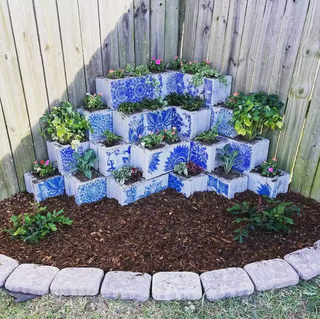 15 Budget-Friendly Cinder Block Garden Projects to Transform Your Outdoor Space 10 Paint a Blue and White Collection